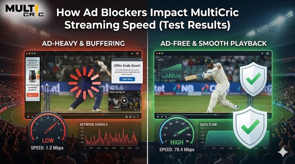 Ad blockers MultiCric streaming speed